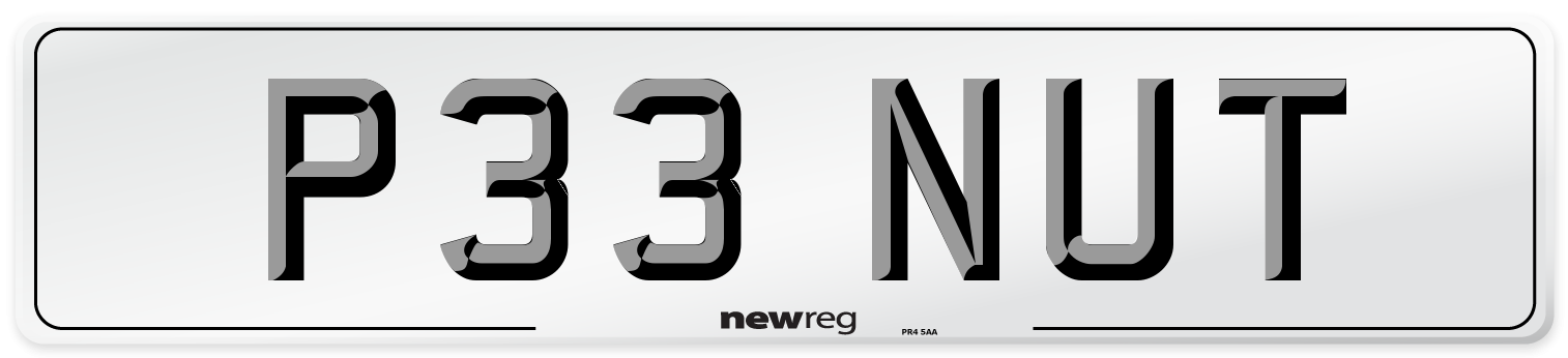 P33 NUT Number Plate from New Reg
